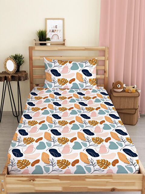 Evmila Yaprak Desenli Baskılı Tek Kişilik Lastikli Çarşaf Seti - S000123701-23173