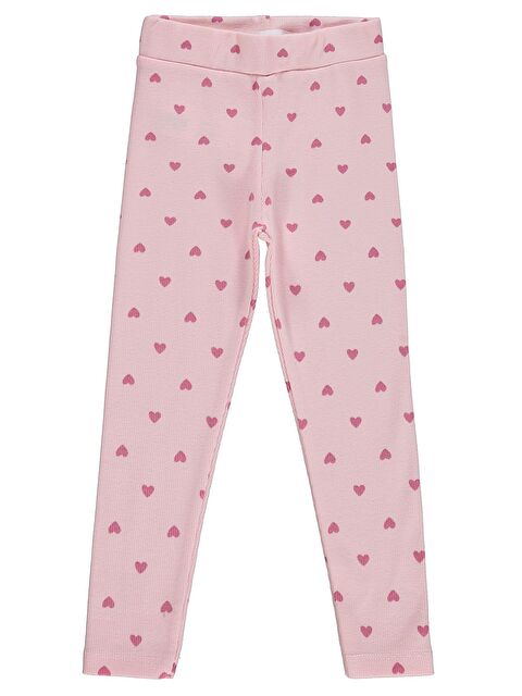 Civil Girls Kalp Baskılı 6-9 Yaş Tayt - Pudra