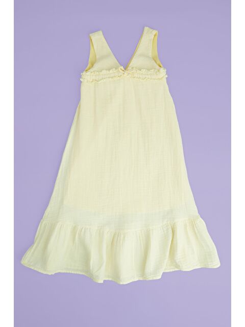 Fullamoda Önü Bağlamalı Askılı Müslin Kumaş Kız Çocuk Elbise