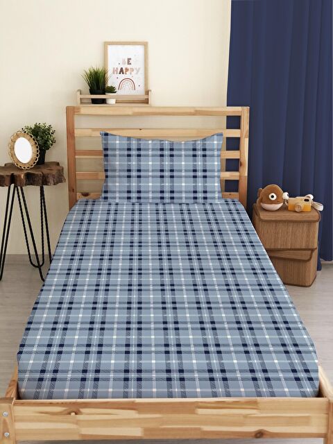 Evmila Ekose Desenli Baskılı Tek Kişilik Lastikli Çarşaf Seti - S000123703-23173