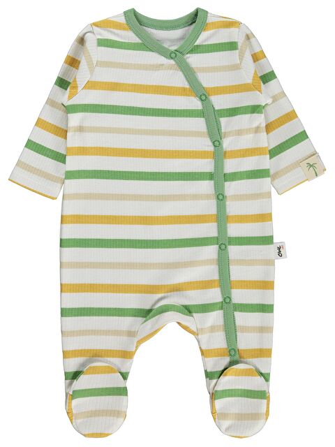 Civil Baby Çizgili 1-9 Ay Tulum - Ekru