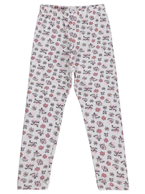 Civil Girls Grl Pvr Yazılı 6-9 Yaş Tayt - Kırık Beyaz