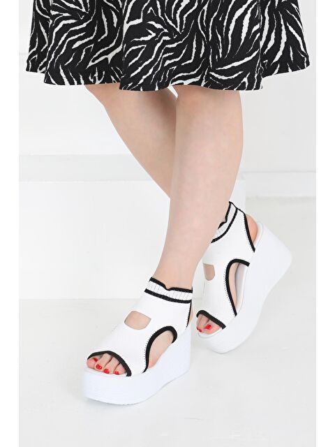 Tofisa Kadın Beyaz Yüksek Taban Sandelet - 27266 - S000452456-20063