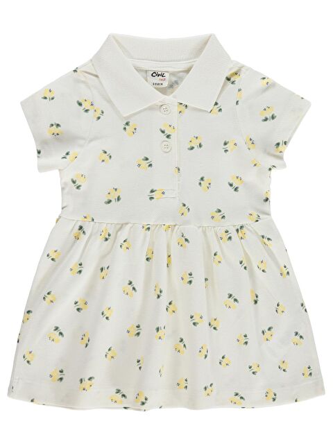 Civil Baby Çiçek Empirme 6-18 Ay Elbise - Ekru