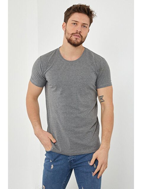 Tarz Cool Erkek Sarı Düz Slim Fit Elastanlı Tişört - S000170021-33408