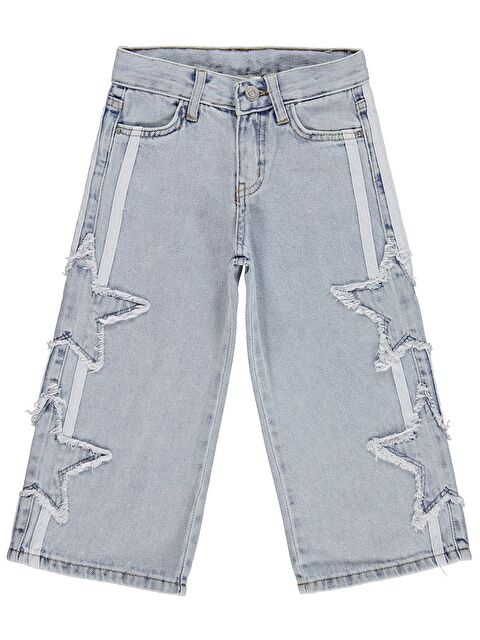 Civil Girls Şeritli Yıldız Nakışlı 2-5 Yaş Pantolon Jean - Mavi