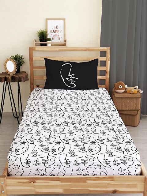 Evmila Silüet Desenli Baskılı Tek Kişilik Lastikli Çarşaf Seti - S000123707-23173