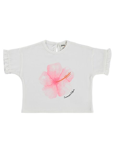 Civil Baby Summer Vibes Çiçek Baskılı 6-18 Ay Tişört - Ekru