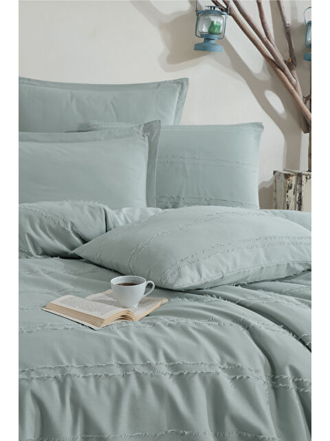 Nordqueen Ranforce %100 Pamuk Tek Kişilik Saçaklı Nevresim Seti Avola Ada Çayı - S000264121-1180