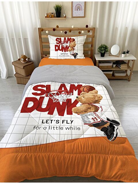 Evmila Basketbolcu Teddy Desenli Tek Kişilik 160x220 Cm Wellsoft Çift Taraflı Silikon Yorgan Ve Uyku Seti - S000123709-23173