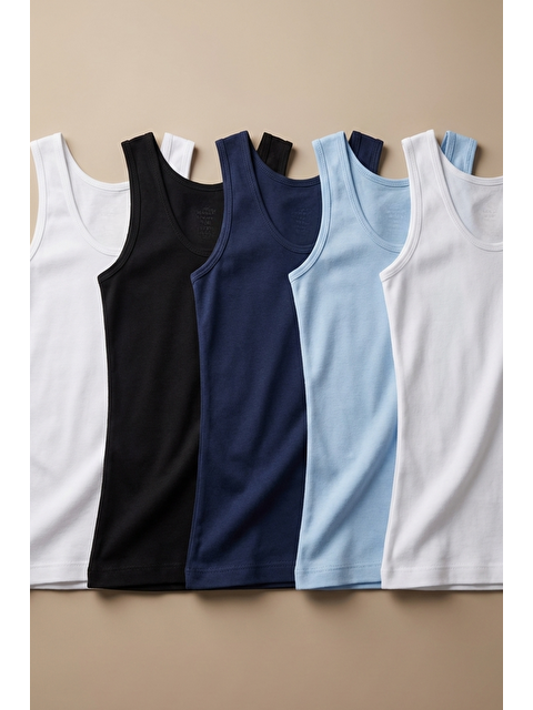 Katia And Bony 5'Li Paket Basic Kalın Askılı Kız Çocuk Atlet Çok Renkli