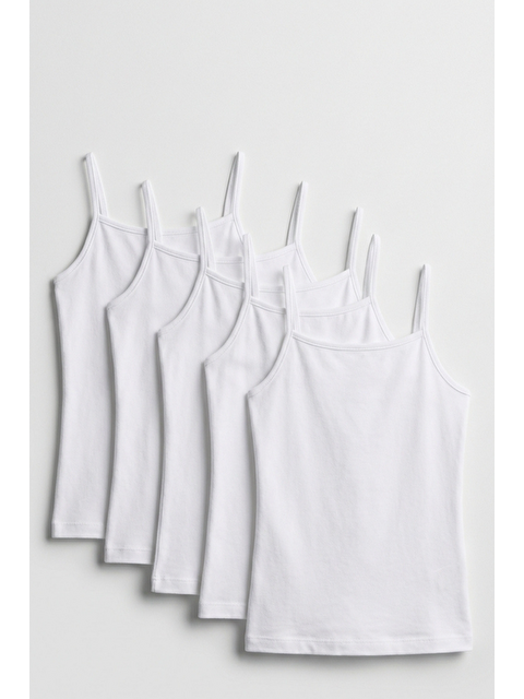 Katia And Bony 5'Li Paket Basic İnce Askılı Beyaz Kız Çocuk Atlet