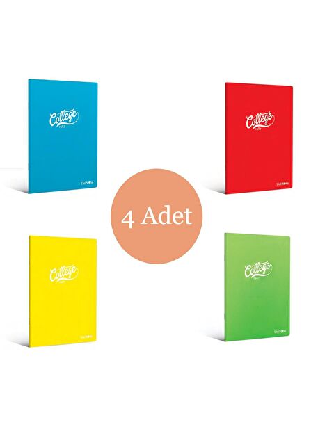 Çınar College A5 60 Yaprak Plastik Kapak Dikişli Defter Kareli 4 Adet - S000158773-27074