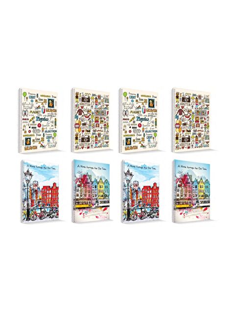 Çınar A4 96 Yaprak Karton Kapak Spiralli Defter 4 Çizgili+4 Kareli - S000158775-27074