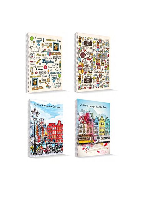 Çınar A4 96 Yaprak Karton Kapak Spiralli Defter Kareli 4 Adet - S000158778-27074