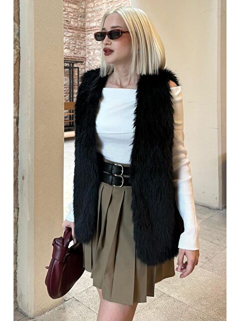 Madmext Siyah Yumuşak Doku Astarlı Kadın Yelek Mg2238 - S000296837-19351