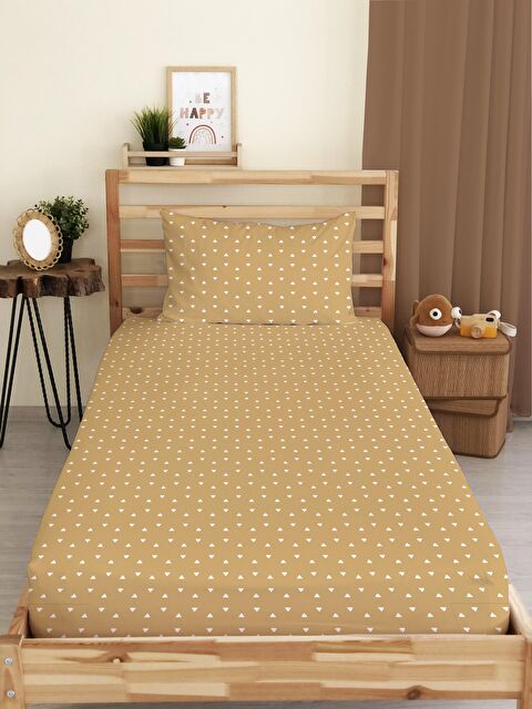 Evmila Üçgen Desenli Baskılı Tek Kişilik Lastikli Çarşaf Seti - S000123719-23173