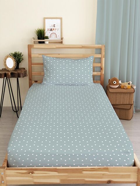 Evmila Üçgen Desenli Baskılı Tek Kişilik Lastikli Çarşaf Seti - S000123720-23173