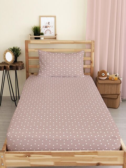 Evmila Üçgen Desenli Baskılı Tek Kişilik Lastikli Çarşaf Seti - S000123721-23173