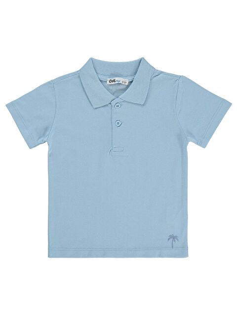 Civil Boys Erkek Çocuk Palmiye Nakışlı Polo Yaka 2-5 Yaş Tişört - Mavi
