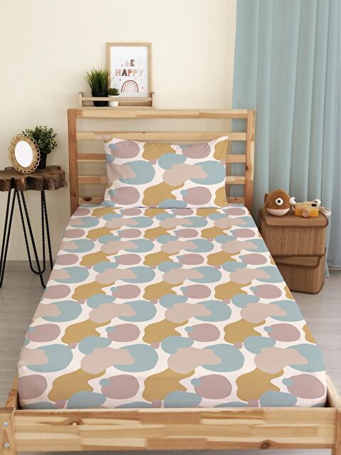 Evmila Renkli Desenli Baskılı Tek Kişilik Lastikli Çarşaf Seti - S000123724-23173