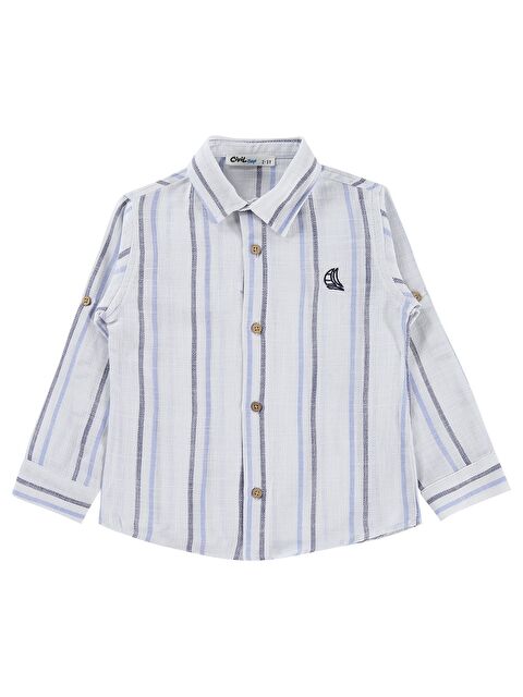 Civil Boys Çift Çizgili 2-5 Yaş Gömlek - Mavi