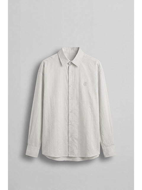 Abluka Online Erkek Relaxed Fit Uzun Kollu Dokulu Gömlek Ekru - S000516454-19965