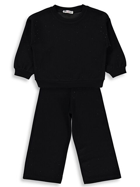 Civil Girls Taş Baskılı 2-5 Yaş Eşofman Takımı - Siyah