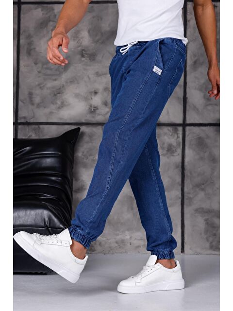 Oksit Hend 8186 Slim Fit Elastanlı Beli ve Paçası Lastikli İpli Jogger Kesim Erkek Jean Pantolon - S000516458-17234