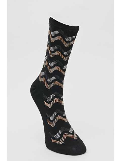 Altınyıldız Classics Erkek Siyah-Gri Desenli Siyah Gri Bambulu Casual Soket Çorap - S000419862-37430