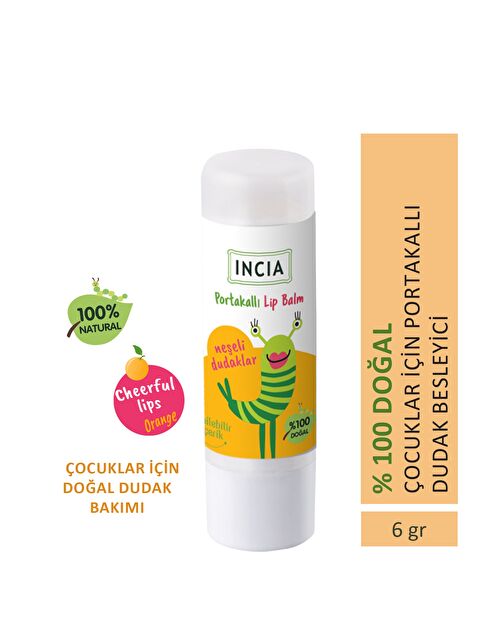 INCIA %100 Doğal Kids Dudak Besleyici Portakal Bitkisel Nemlendirici Dudak Bakım Kremi 6 gr - S000368487-10231