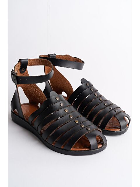 Muggo RUSSELL Rahat Kalıp Kemer Detaylı Deri Günlük Kadın Sandalet - S000158834-19351