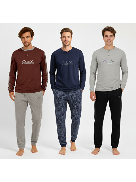 Bonbon Erkek Pamuklu 3 Adet 2'Li Pijama Takımı Bb2236