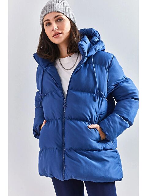 SHADE Kadın Kapüşonu Bağcıklı Uzun Şişme Mont - S000055707-21164