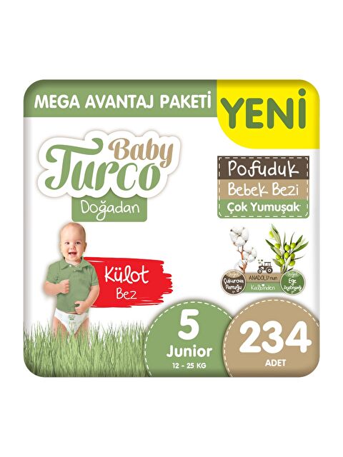 Baby Turco Doğadan Mega Avantaj Paketi Pofuduk Külot Bez 5 Numara Junior 234 Adet