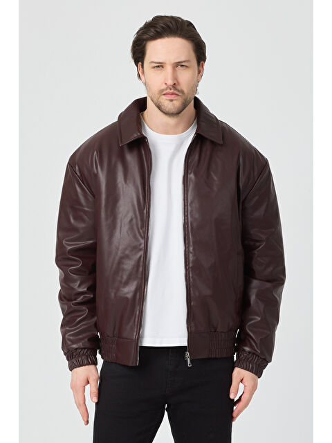 Danger Erkek Limited Edition Deri Mont Ceket Bordo