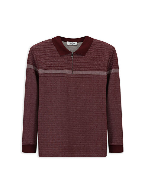 Kiğılı Polo Yaka Regular Fit Desenli Fermuarlo Sweatshirt - S000492417-19952