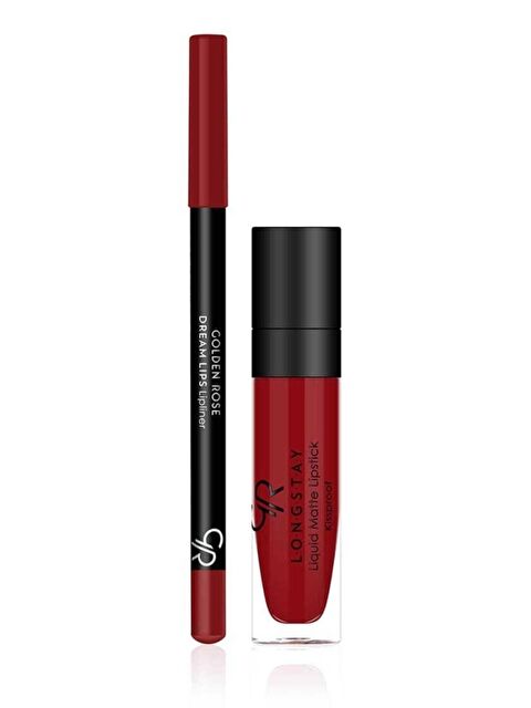 GOLDEN ROSE Matte Lip Kit Scarlet Red Avokado ve Pamuk Yağlı Mat Ruj & Dudak Kalemi 5,5 ml + 1,6 g - S000368202-20045