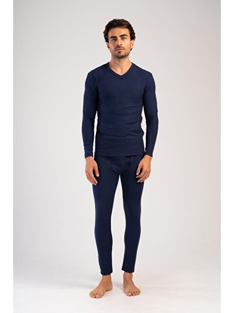 C&City Erkek Uzun Kol V Yaka Termal İçlik Takım 405157 Lacivert