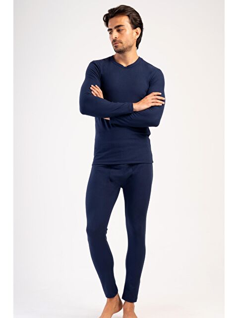 C&City Erkek Uzun Kol Bisiklet Yaka Termal İçlik Takım 405153 / 409002 Lacivert - S000281375-21164