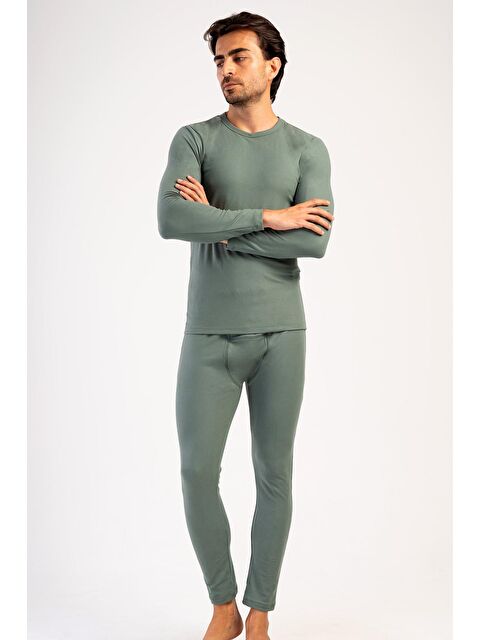 C&City Erkek Uzun Kol Bisiklet Yaka Termal İçlik Takım 405153 / 409002 Haki - S000281375-18547