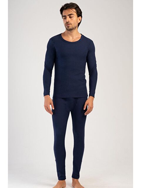 C&City Erkek Uzun Kol Kayık Yaka Termal İçlik Takım 405158 Lacivert - S000281377-21164