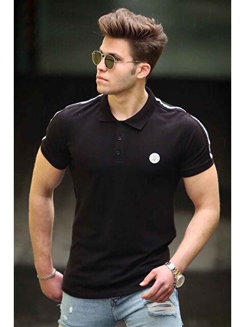 Madmext Erkek Polo Yaka Siyah Tişört 4559