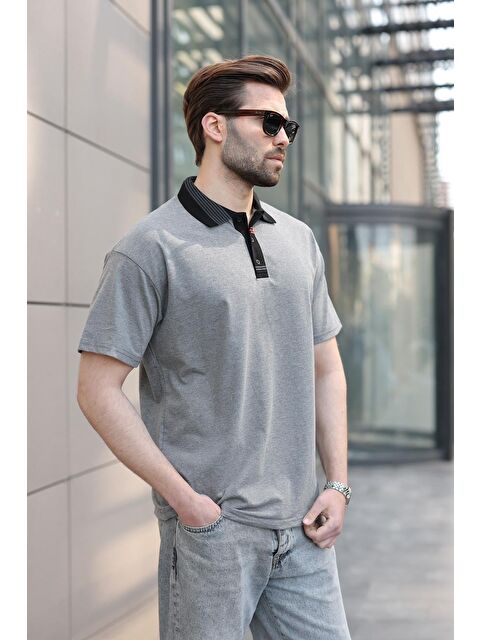 Madmext Antrasit Polo Yaka Erkek T-Shirt E7147