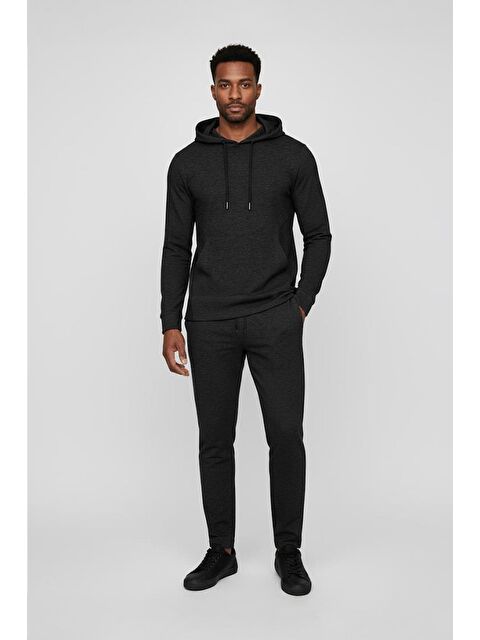 Sabri Özel Siyah Regular Fit Pamuklu Kapüşonlu Eşofman Takımı - S000490719-19351