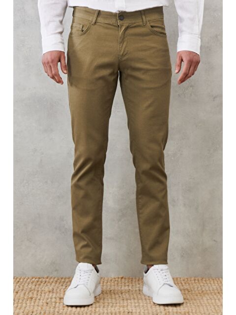 Altınyıldız Classics Erkek Yeşil Slim Fit Dar Kesim Armürlü 5 Cepli Casual Pantolon - S000408128-18194