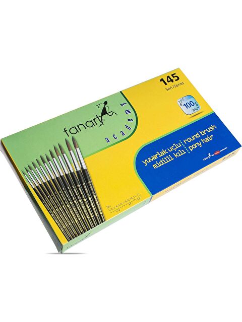 Fanart Academy Seri 145 Midilli Kılı Fırça Seti No:1-2-3-4-5-6-7-8-9-10-11-12 100 lü (7145.S1) - S000368217-23173
