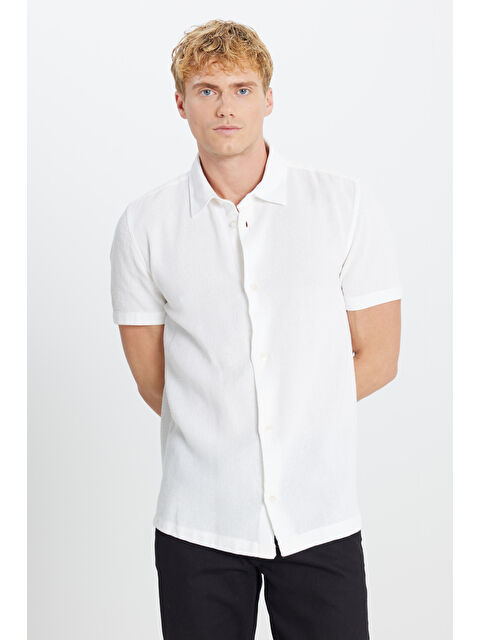 Lee %100 Pamuk Relaxed Fit Geniş Kesim Kırık Beyaz Gömlek - S000530573-20063