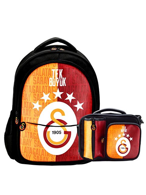 Galatasaray 3 Bölmeli 5 Yıldızlı Tek Büyük Suni Deri Okul + Beslenme Çantası - S000427673-37416
