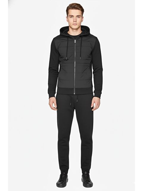 Sabri Özel Siyah Regular Fit Pamuklu Kapüşonlu Eşofman Takımı - S000490725-19351